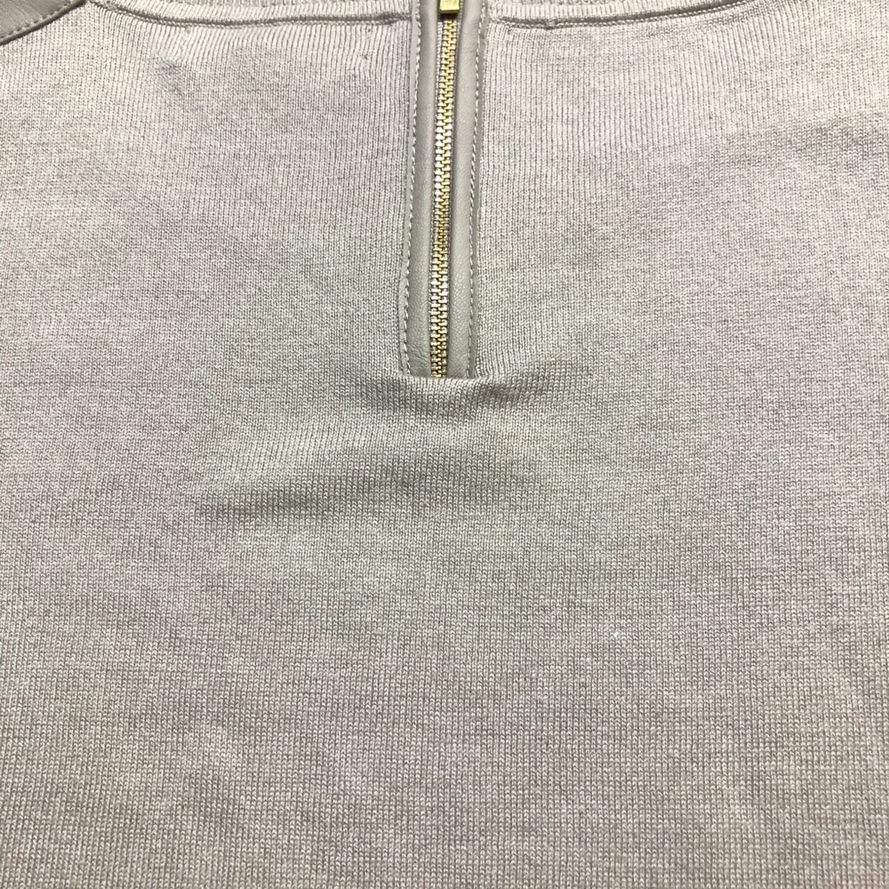 Tan sweater with leather shoulder detail Small - Picture 7 of 7